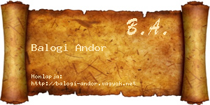 Balogi Andor névjegykártya